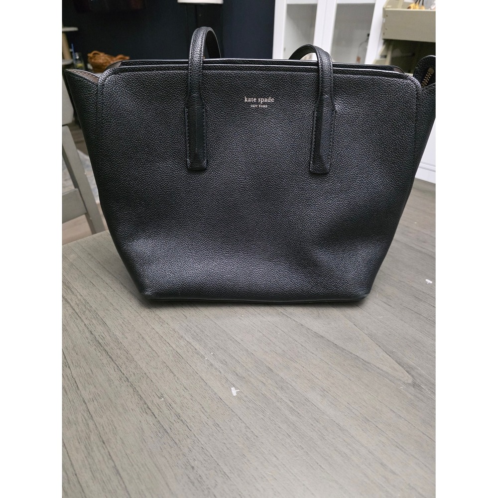 kate spade Black Pebbled Leather Tote with Top Handles